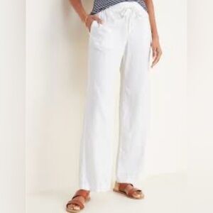 Old Navy | White Wide Leg Linen Pants